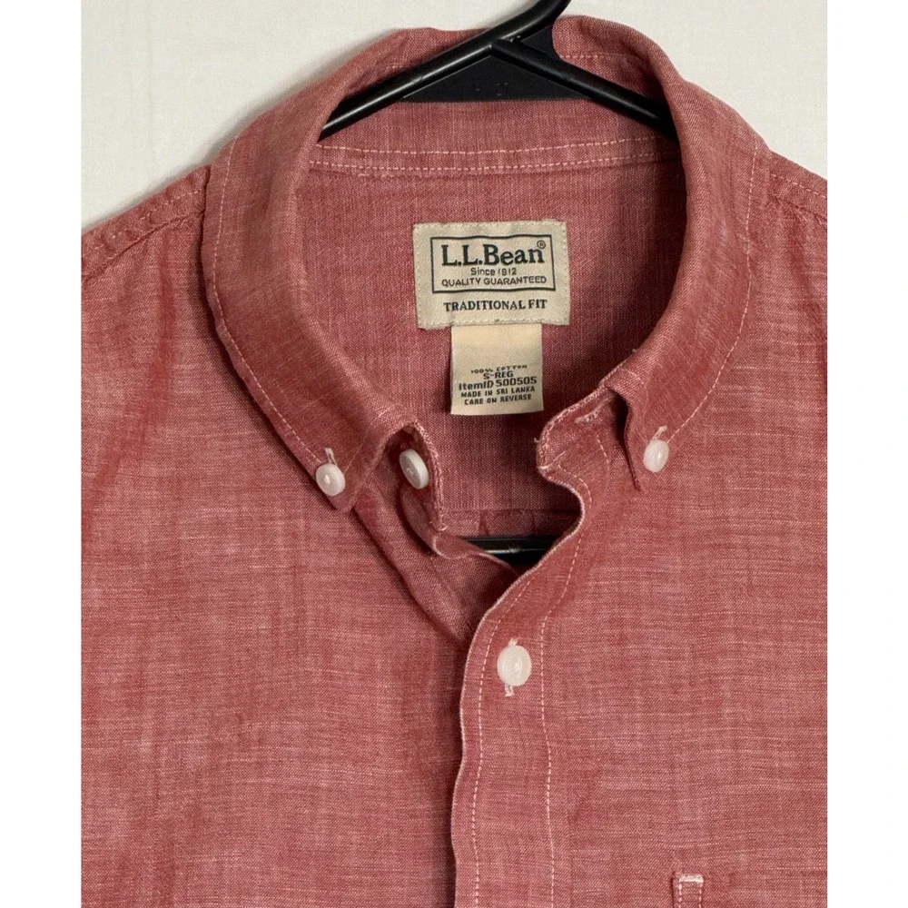 LL Bean Shirt Small - Reg‎ Men Red white Button-Down Traditional Fit pocket